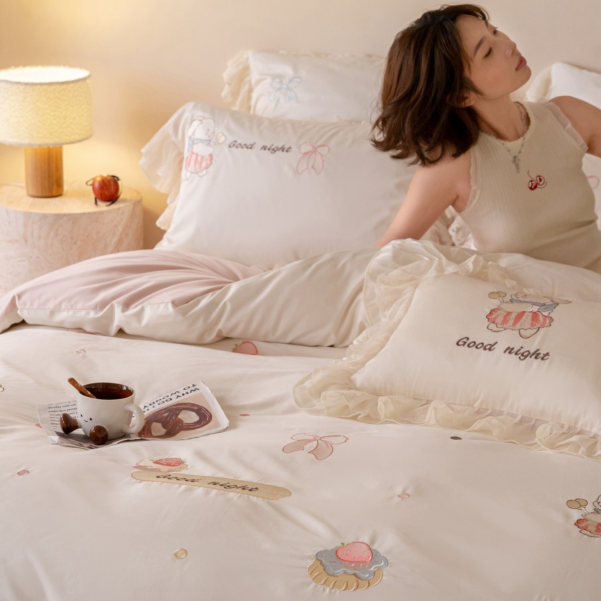 91家纺网 家纺一手货源 找家纺 （总）西西家居 2026春夏新款100s长绒棉纯棉四件套-半糖奶兔