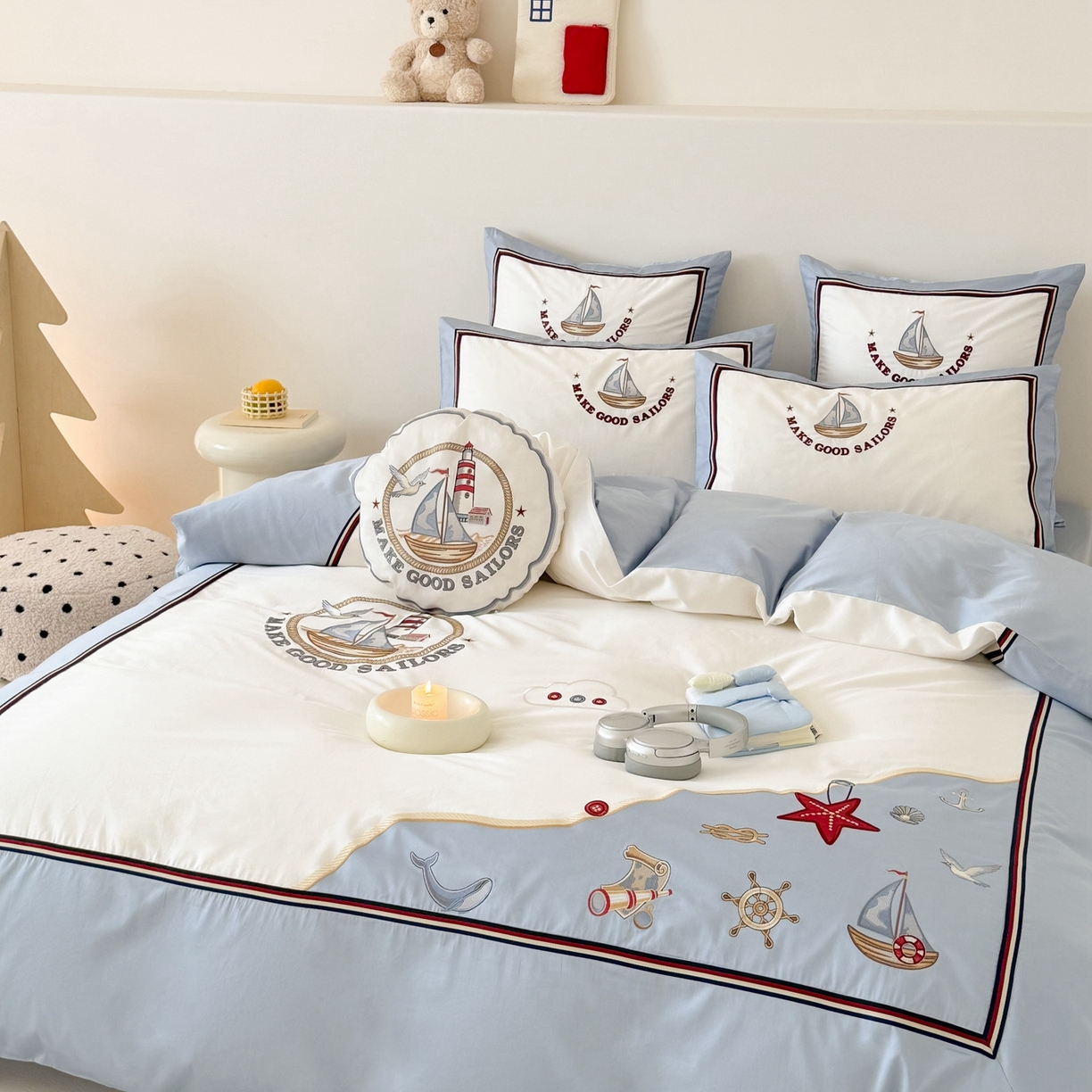 91家纺网 家纺一手货源 找家纺 （总）西西家居 2026春夏新款100s长绒棉纯棉四件套-蓝色海洋