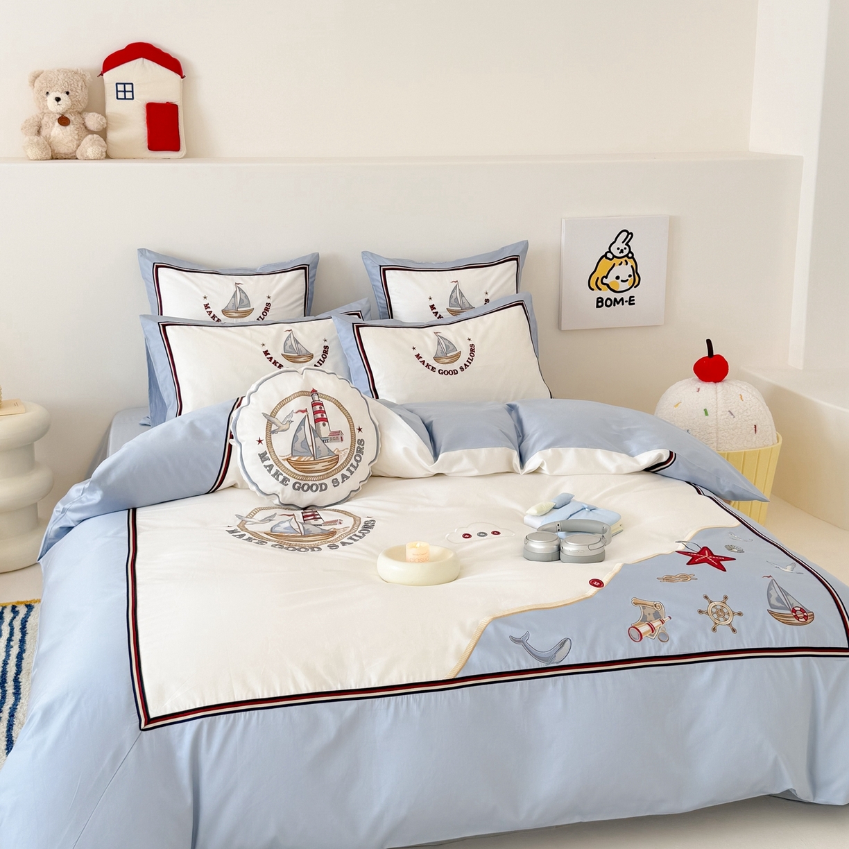 91家纺网 家纺一手货源 找家纺 （总）西西家居 2026春夏新款100s长绒棉纯棉四件套-蓝色海洋