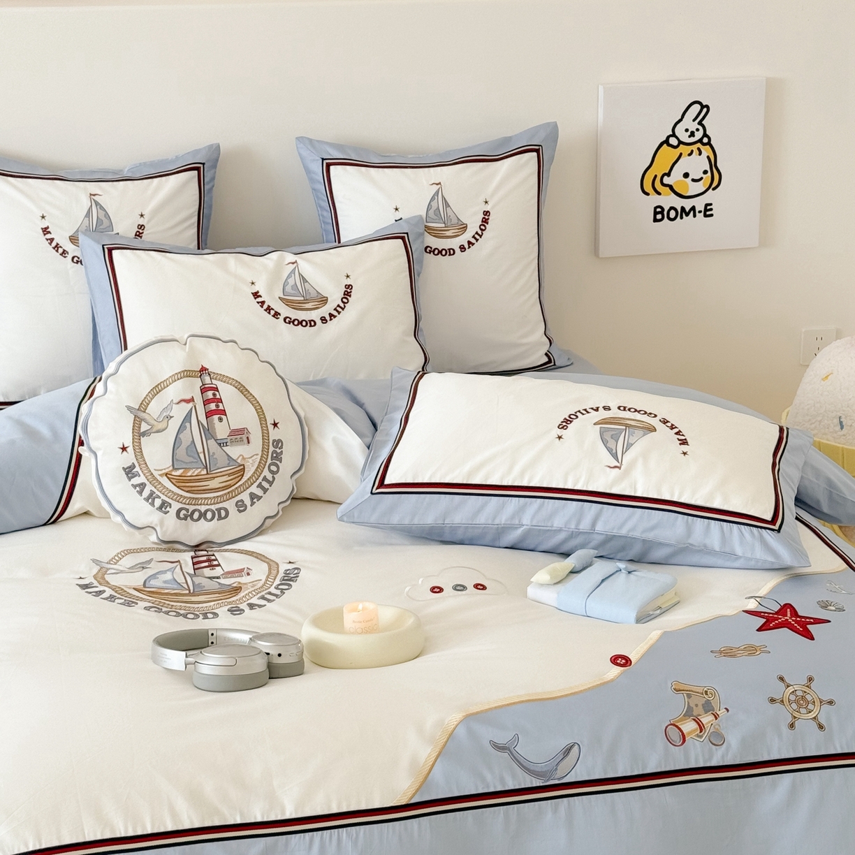 91家纺网 家纺一手货源 找家纺 （总）西西家居 2026春夏新款100s长绒棉纯棉四件套-蓝色海洋