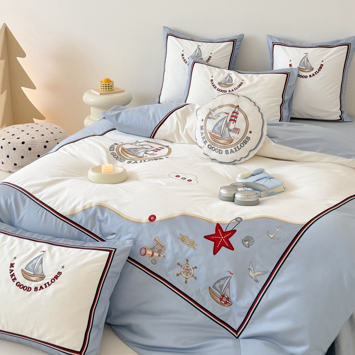 91家纺网 家纺一手货源 找家纺 （总）西西家居 2026春夏新款100s长绒棉纯棉四件套-蓝色海洋