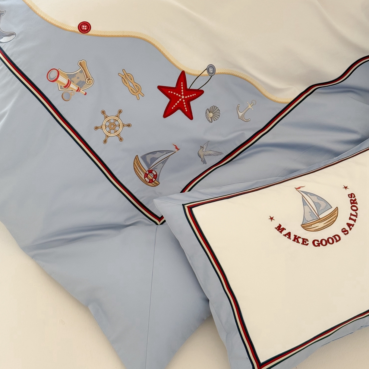 91家纺网 家纺一手货源 找家纺 （总）西西家居 2026春夏新款100s长绒棉纯棉四件套-蓝色海洋