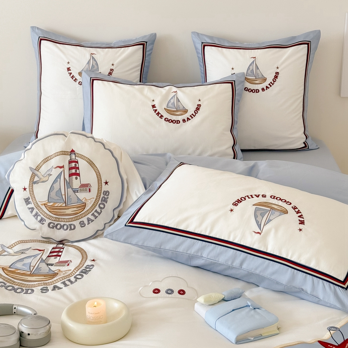 91家纺网 家纺一手货源 找家纺 （总）西西家居 2026春夏新款100s长绒棉纯棉四件套-蓝色海洋