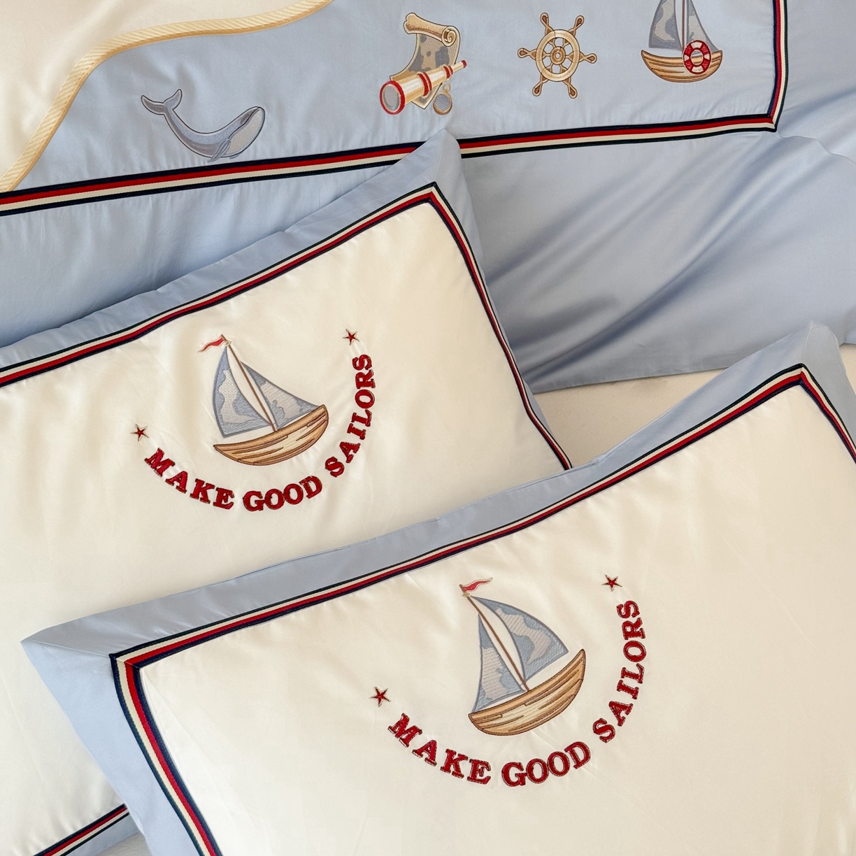 91家纺网 家纺一手货源 找家纺 （总）西西家居 2026春夏新款100s长绒棉纯棉四件套-蓝色海洋