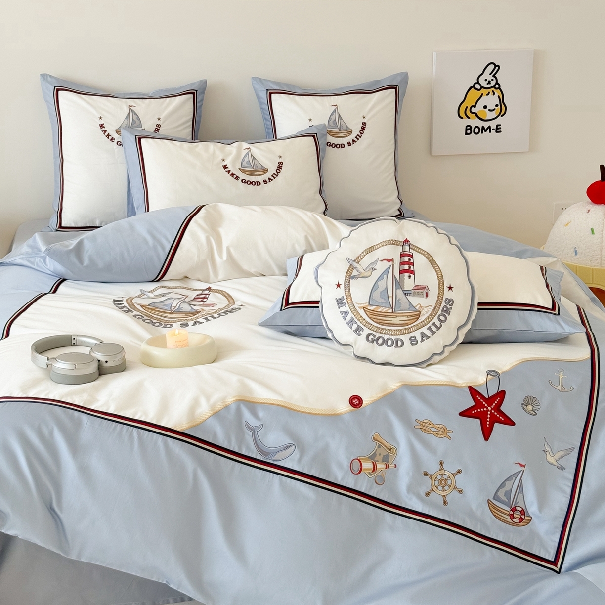 91家纺网 家纺一手货源 找家纺 （总）西西家居 2026春夏新款100s长绒棉纯棉四件套-蓝色海洋