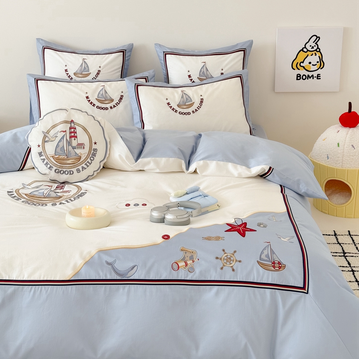 91家纺网 家纺一手货源 找家纺 （总）西西家居 2026春夏新款100s长绒棉纯棉四件套-蓝色海洋