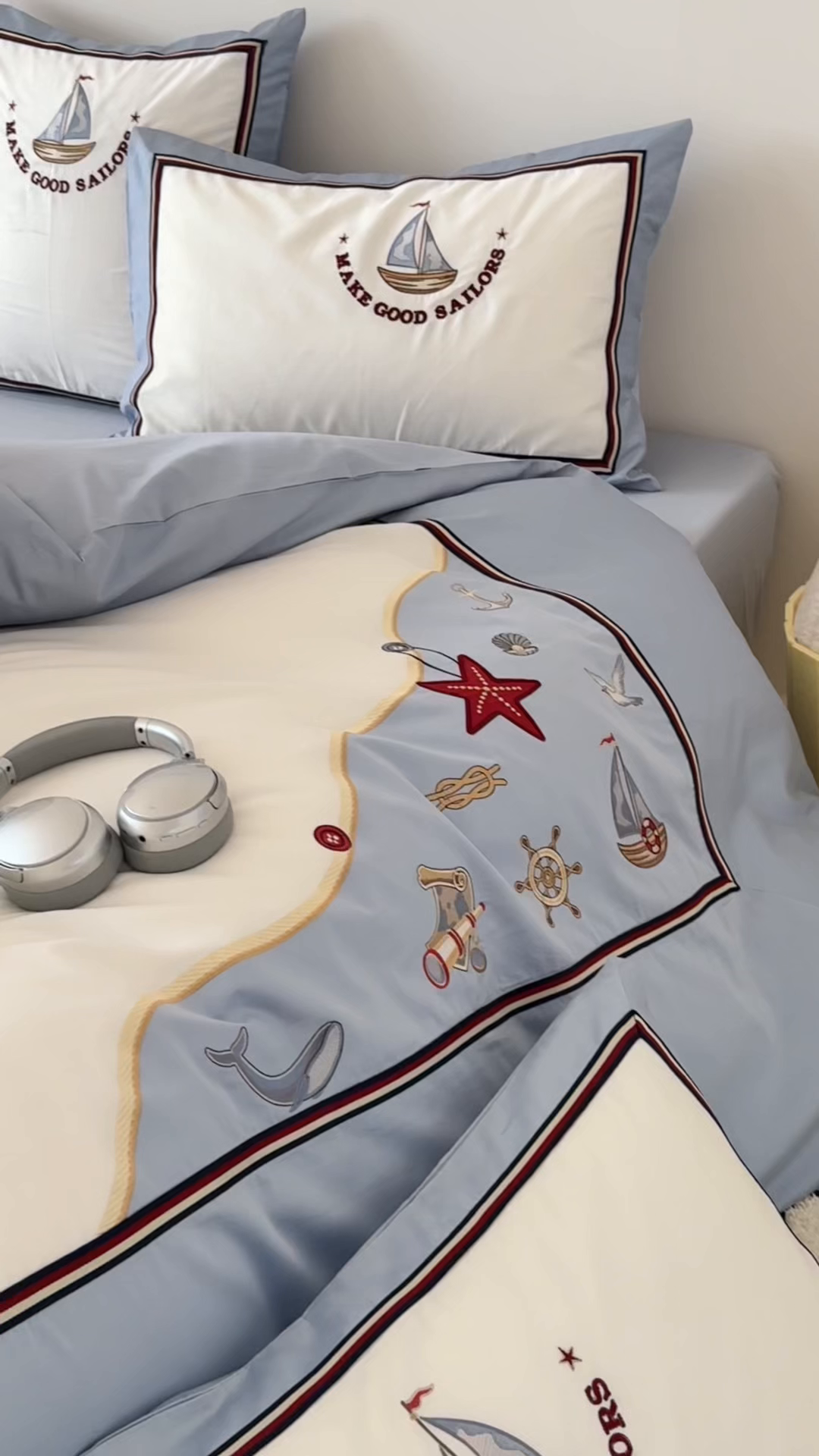 91家纺网 家纺一手货源 找家纺 （总）西西家居 2026春夏新款100s长绒棉纯棉四件套-蓝色海洋