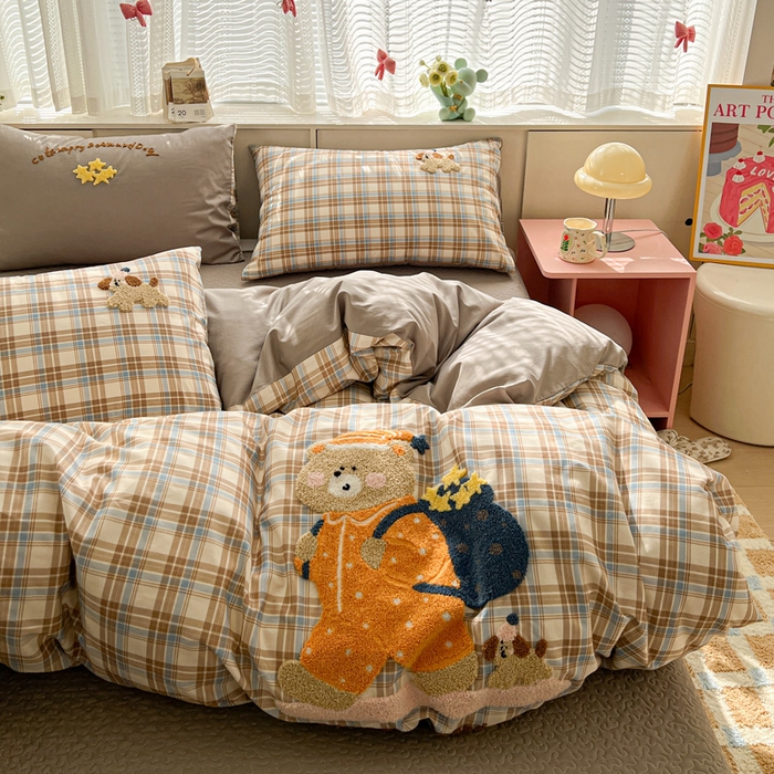 91家纺网 家纺一手货源 找家纺 （总）鑫喜莱家纺 2026新款全棉纯棉13372床盖款原创毛巾绣四件套