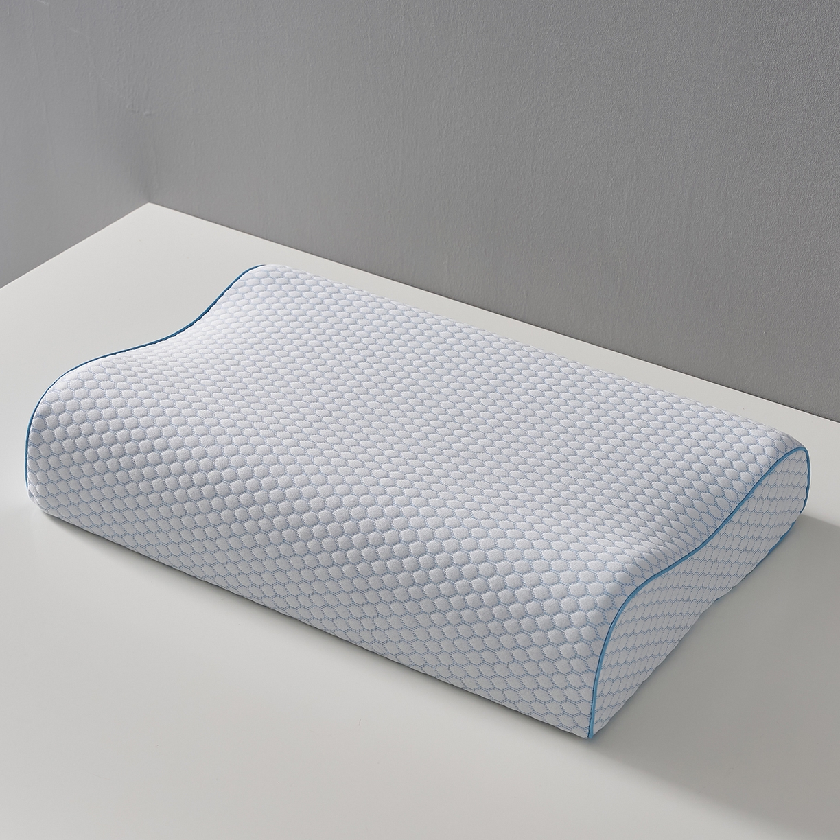 91家纺网 家纺一手货源 找家纺 鼎盛乳胶 2026新款水立方太空记忆枕枕头枕芯 蓝