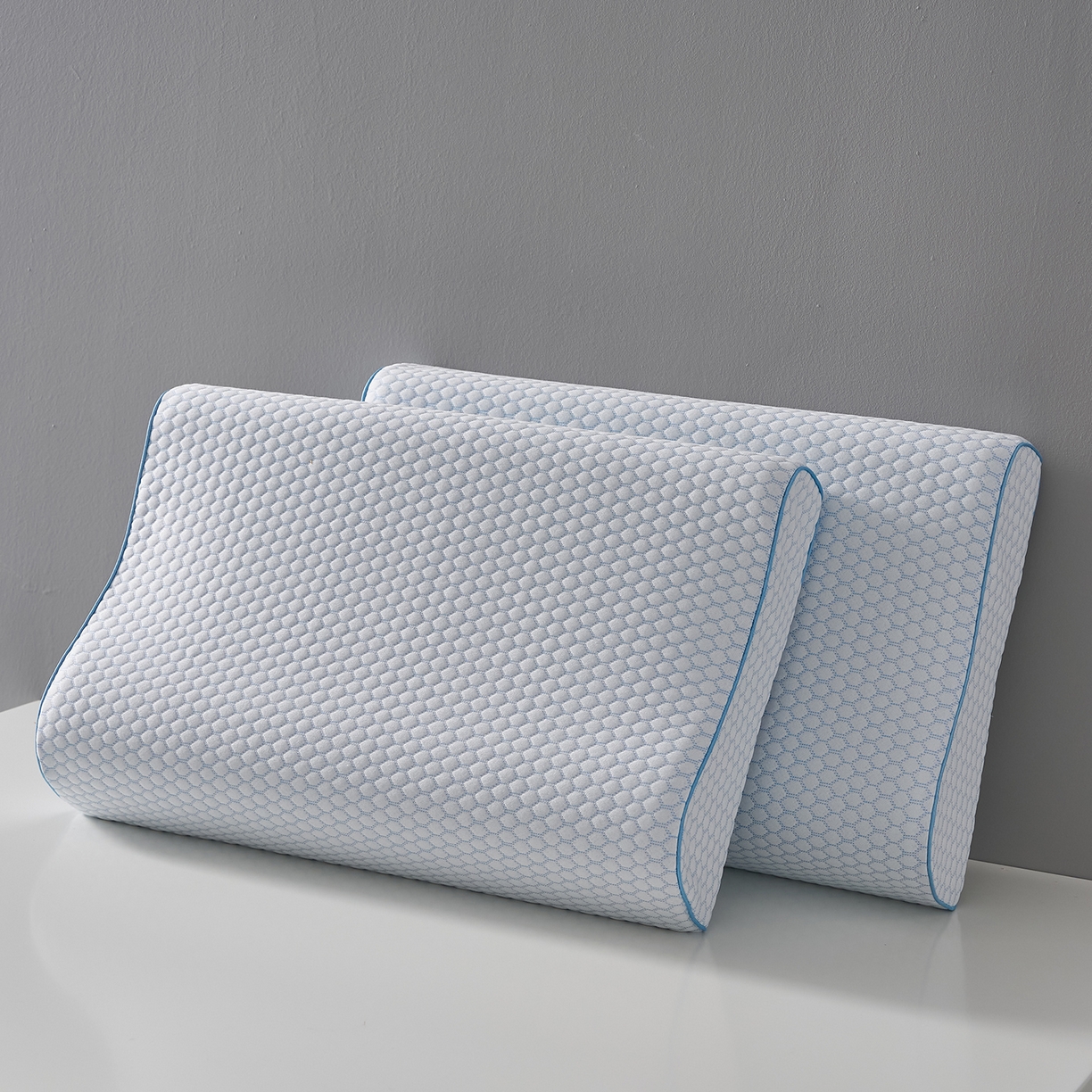 91家纺网 家纺一手货源 找家纺 鼎盛乳胶 2026新款水立方太空记忆枕枕头枕芯 蓝