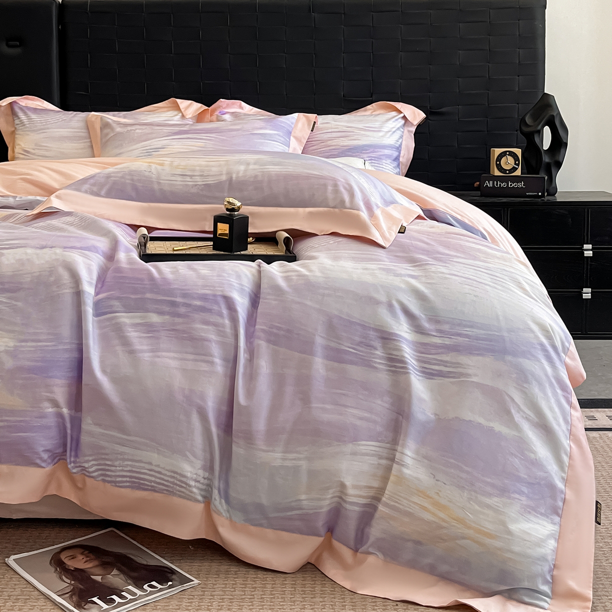 91家纺网 家纺一手货源 找家纺 置顶家纺 2026春夏新款数码印花亲肤棉系列四件套-瓦伦西亚 瓦伦西亚-香芋紫