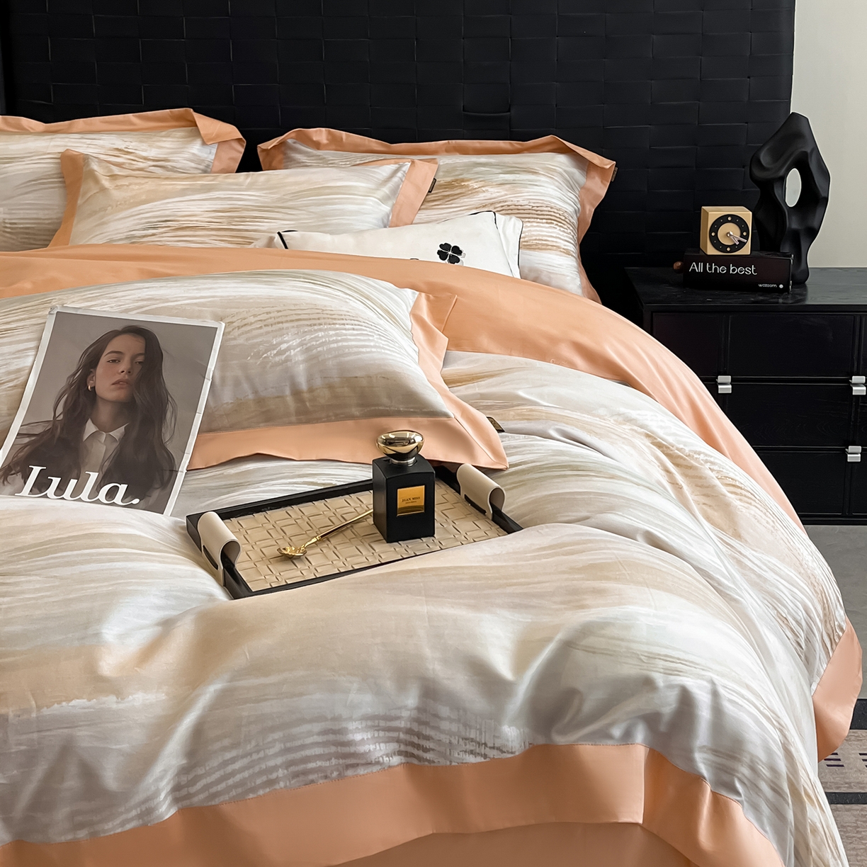 91家纺网 家纺一手货源 找家纺 置顶家纺 2026春夏新款数码印花亲肤棉系列四件套-瓦伦西亚 瓦伦西亚-暖橙