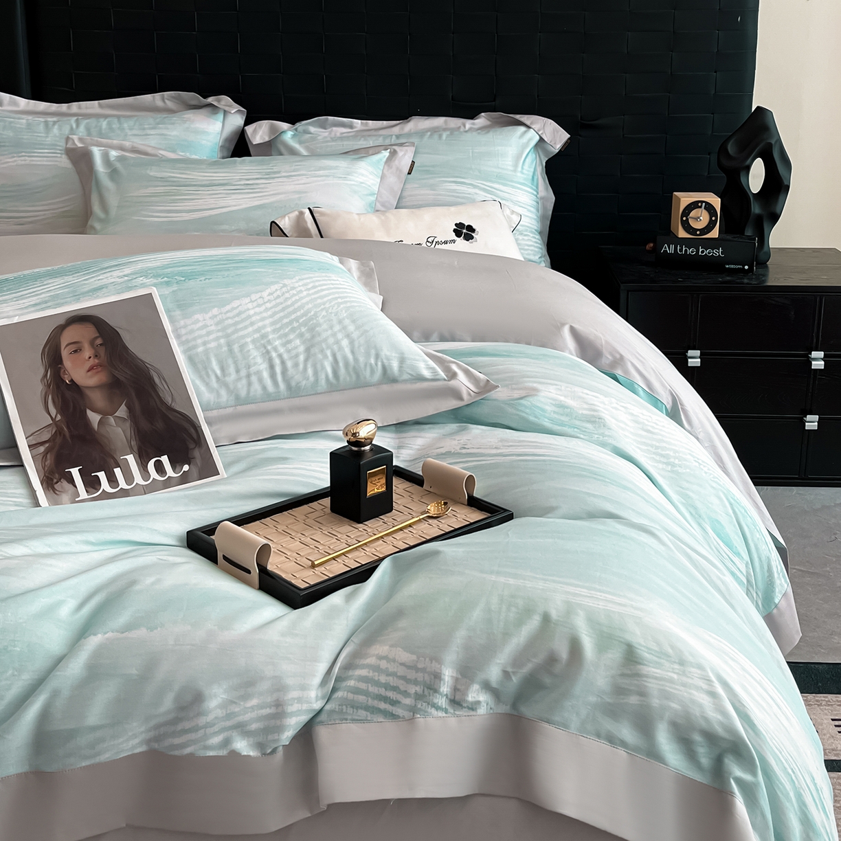 91家纺网 家纺一手货源 找家纺 置顶家纺 2026春夏新款数码印花亲肤棉系列四件套-瓦伦西亚 瓦伦西亚-山灰