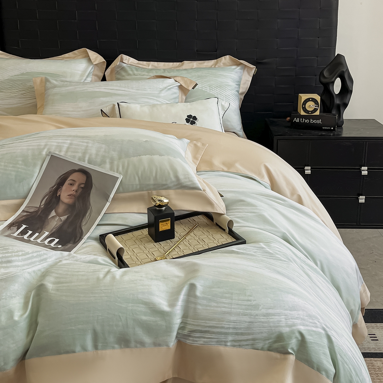 91家纺网 家纺一手货源 找家纺 置顶家纺 2026春夏新款数码印花亲肤棉系列四件套-瓦伦西亚 瓦伦西亚-浅香槟