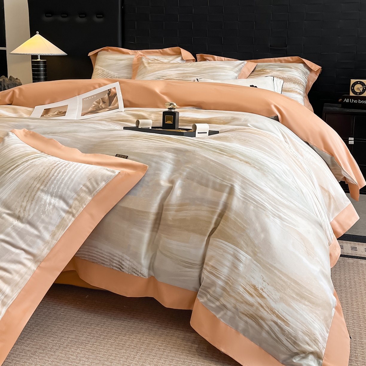 置顶家纺 2026春夏新款数码印花亲肤棉系列四件套-瓦伦西亚 瓦伦西亚-暖橙