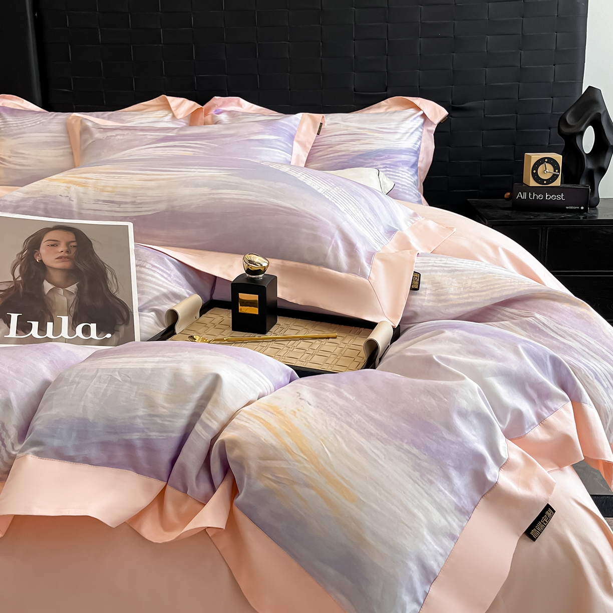 91家纺网 家纺一手货源 找家纺 置顶家纺 2026春夏新款数码印花亲肤棉系列四件套-瓦伦西亚 瓦伦西亚-香芋紫