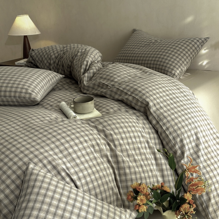 91家纺网 家纺一手货源 找家纺 （总）ab家纺 2026新款色织水洗棉全棉四件套