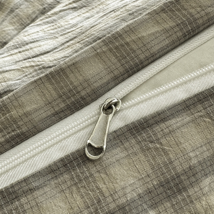 91家纺网 家纺一手货源 找家纺 ab家纺 2026新款色织水洗棉全棉四件套 北泽-米灰