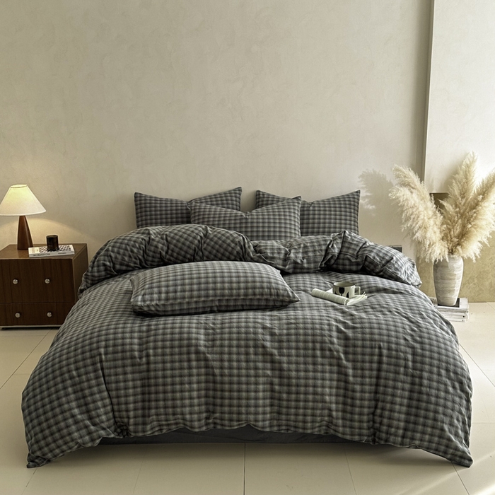 ab家纺 2026新款色织水洗棉全棉四件套 黄昏-蓝