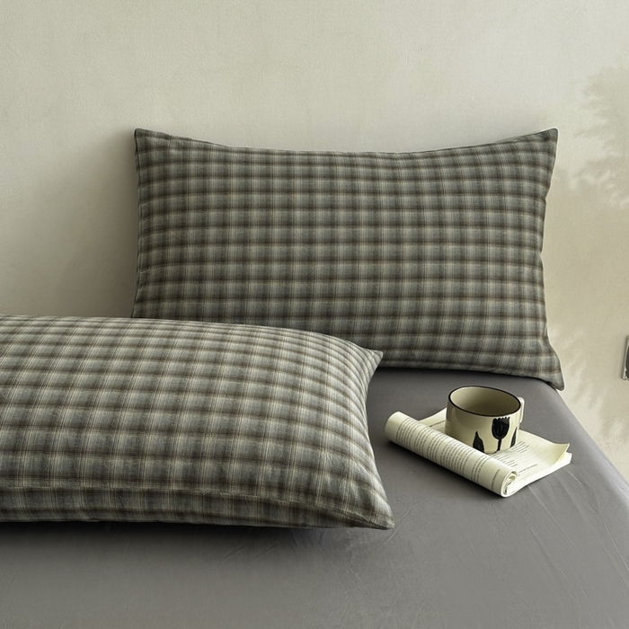 91家纺网 家纺一手货源 找家纺 ab家纺 2026新款色织水洗棉全棉四件套 黄昏-蓝