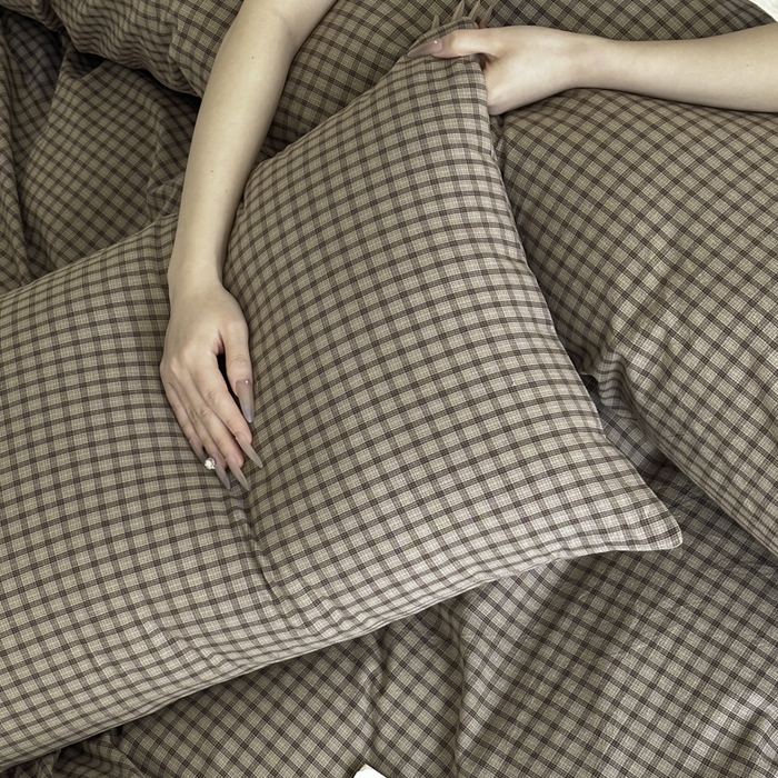 91家纺网 家纺一手货源 找家纺 ab家纺 2026新款色织水洗棉全棉四件套 空野-灰粽