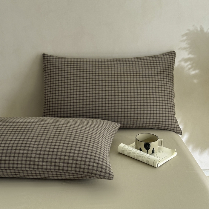 91家纺网 家纺一手货源 找家纺 ab家纺 2026新款色织水洗棉全棉四件套 空野-灰粽