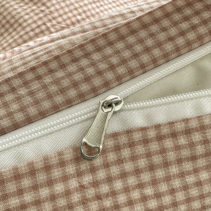 91家纺网 家纺一手货源 找家纺 ab家纺 2026新款色织水洗棉全棉四件套 余音-粉