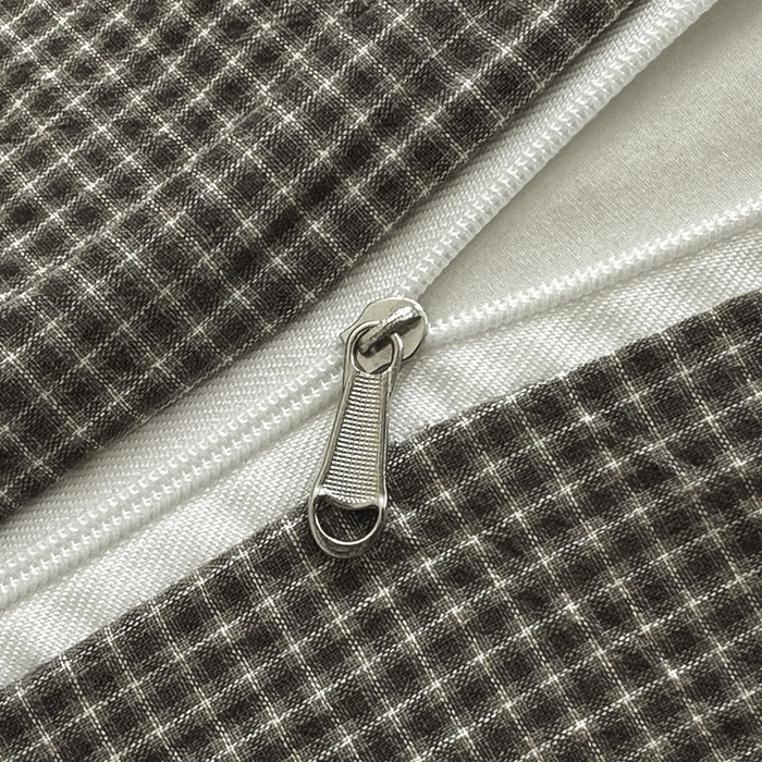 91家纺网 家纺一手货源 找家纺 ab家纺 2026新款色织水洗棉全棉四件套 余音-灰