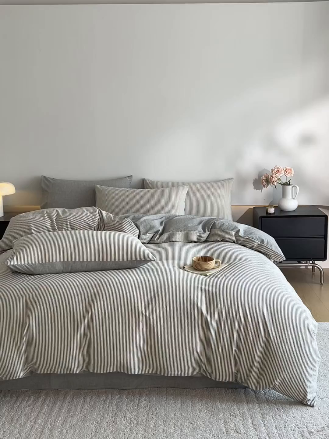 91家纺网 家纺一手货源 找家纺 （总）ab家纺 2026新款条纹色织棉麻四件套