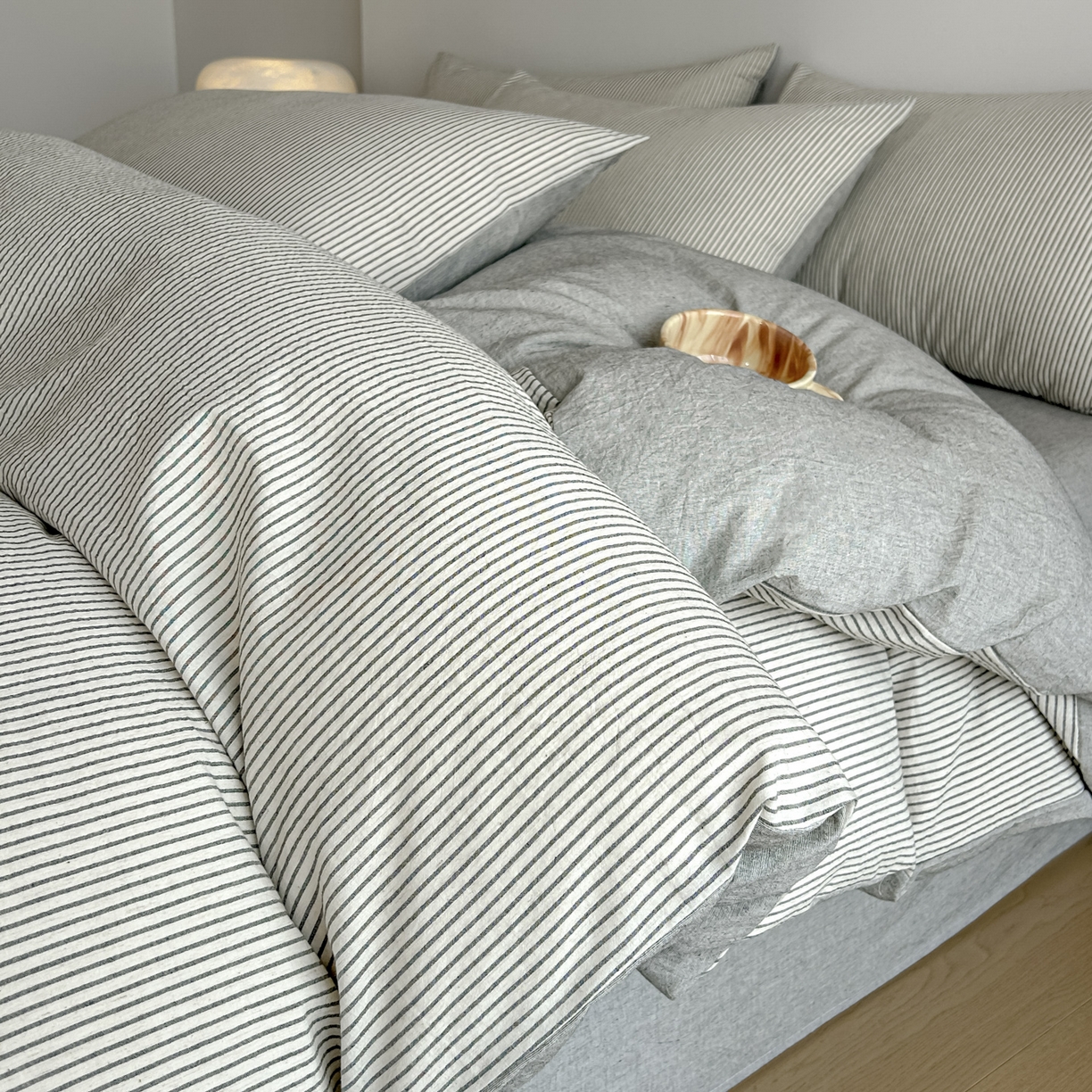 91家纺网 家纺一手货源 找家纺 （总）ab家纺 2026新款条纹色织棉麻四件套