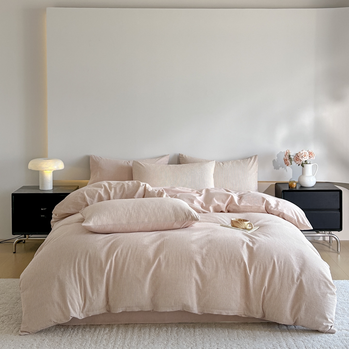 ab家纺 2026新款条纹色织棉麻四件套 禾野-桔