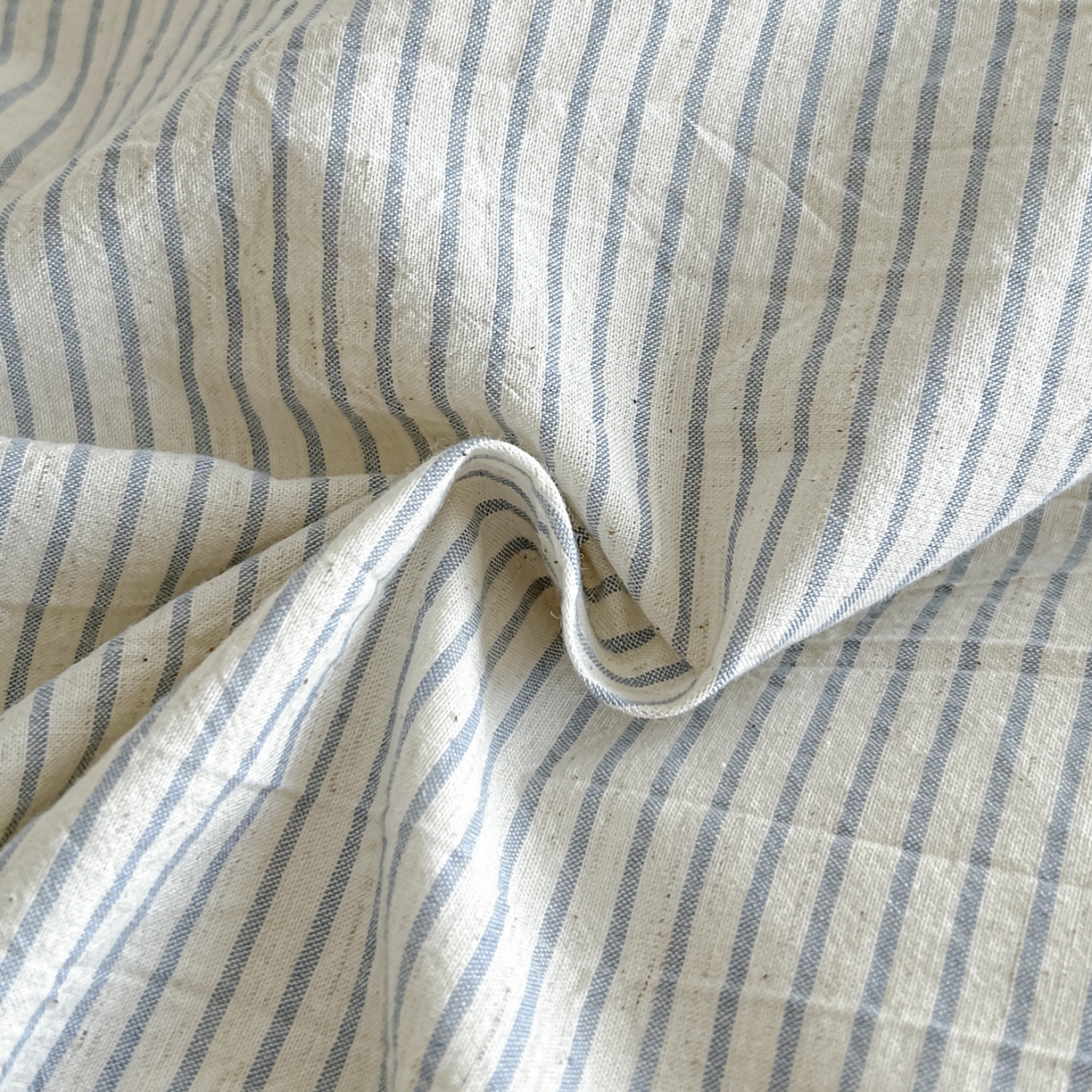 91家纺网 家纺一手货源 找家纺 ab家纺 2026新款条纹色织棉麻四件套 禾野-兰