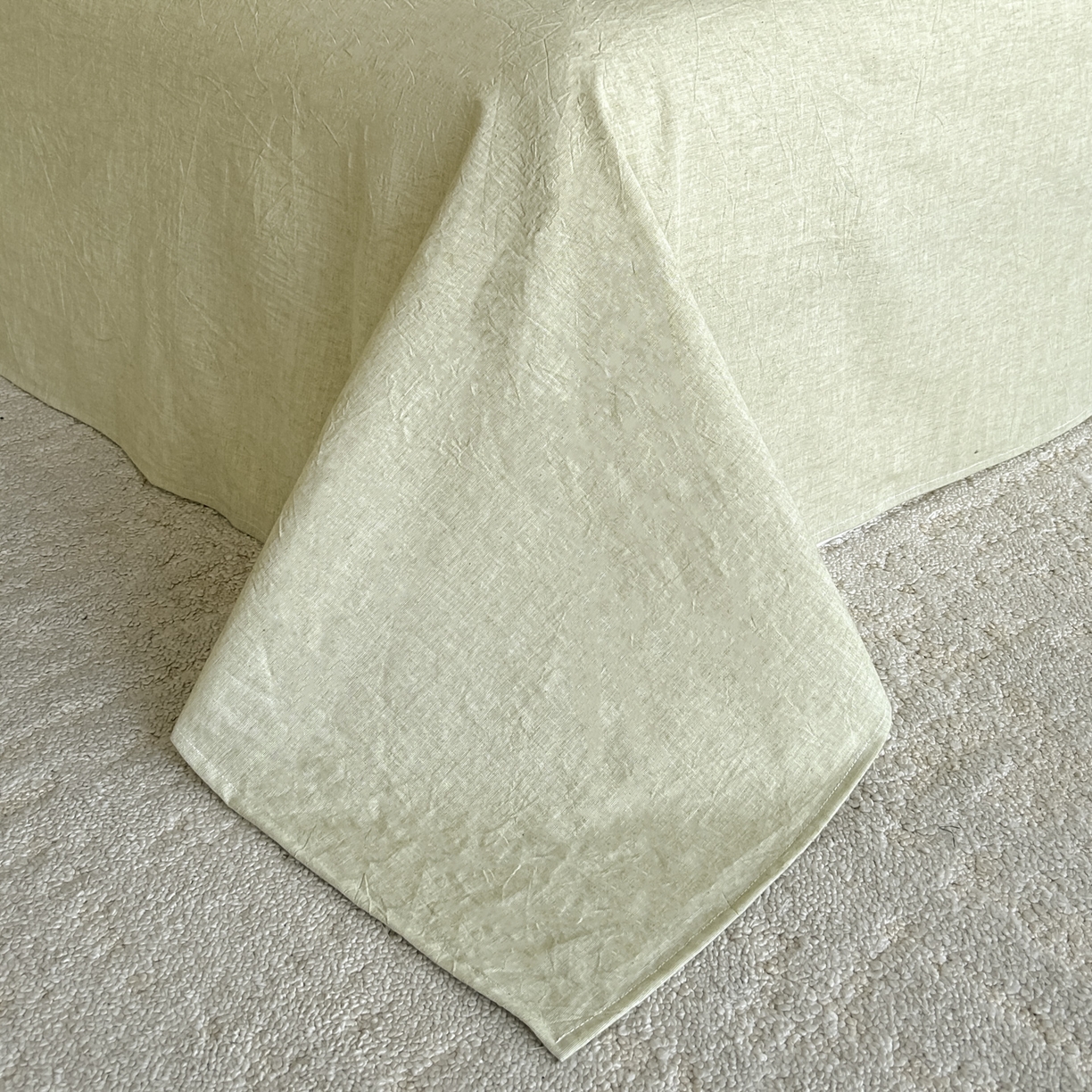 91家纺网 家纺一手货源 找家纺 ab家纺 2026新款条纹色织棉麻四件套 禾野-绿