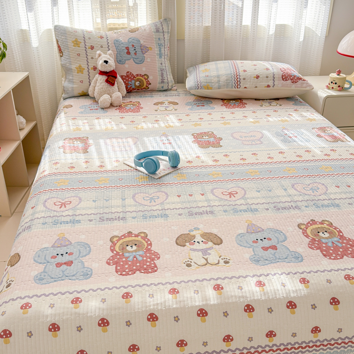 91家纺网 家纺一手货源 找家纺 妮可 2026新款热款花型印花全棉夹棉多功能床垫-床盖 童趣