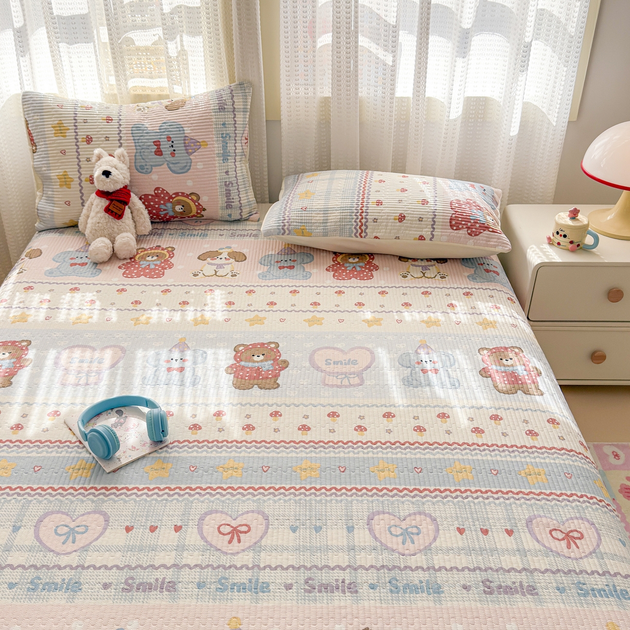 91家纺网 家纺一手货源 找家纺 妮可 2026新款热款花型印花全棉夹棉多功能床垫-床盖 童趣