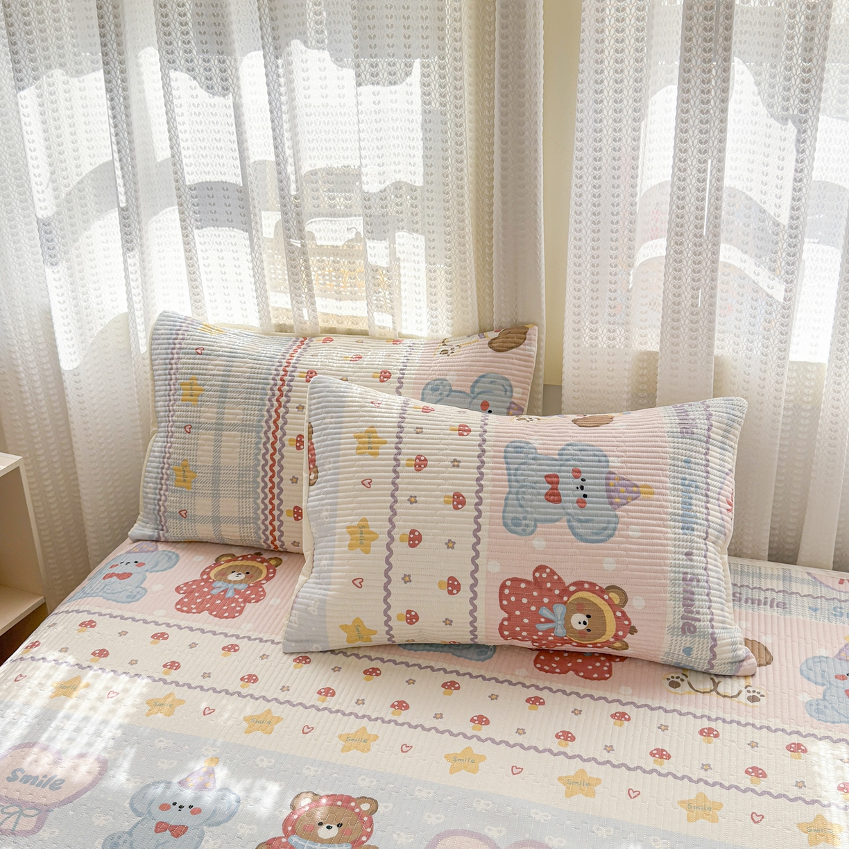 91家纺网 家纺一手货源 找家纺 妮可 2026新款热款花型印花全棉夹棉多功能床垫-床盖 童趣