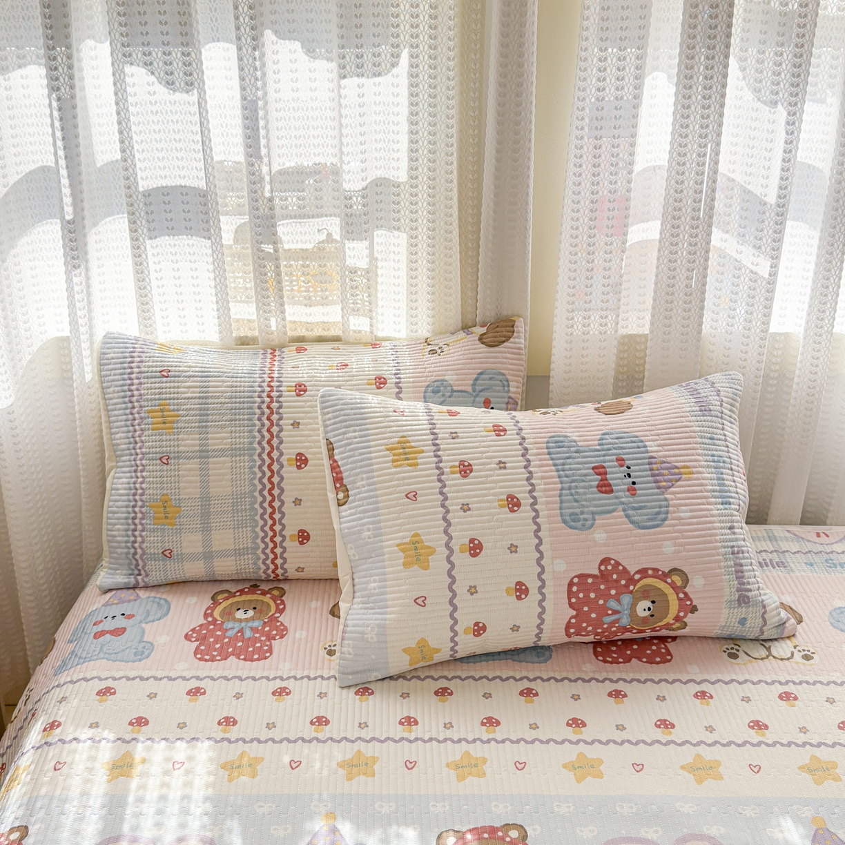 91家纺网 家纺一手货源 找家纺 妮可 2026新款热款花型印花全棉夹棉多功能床垫-床盖 童趣