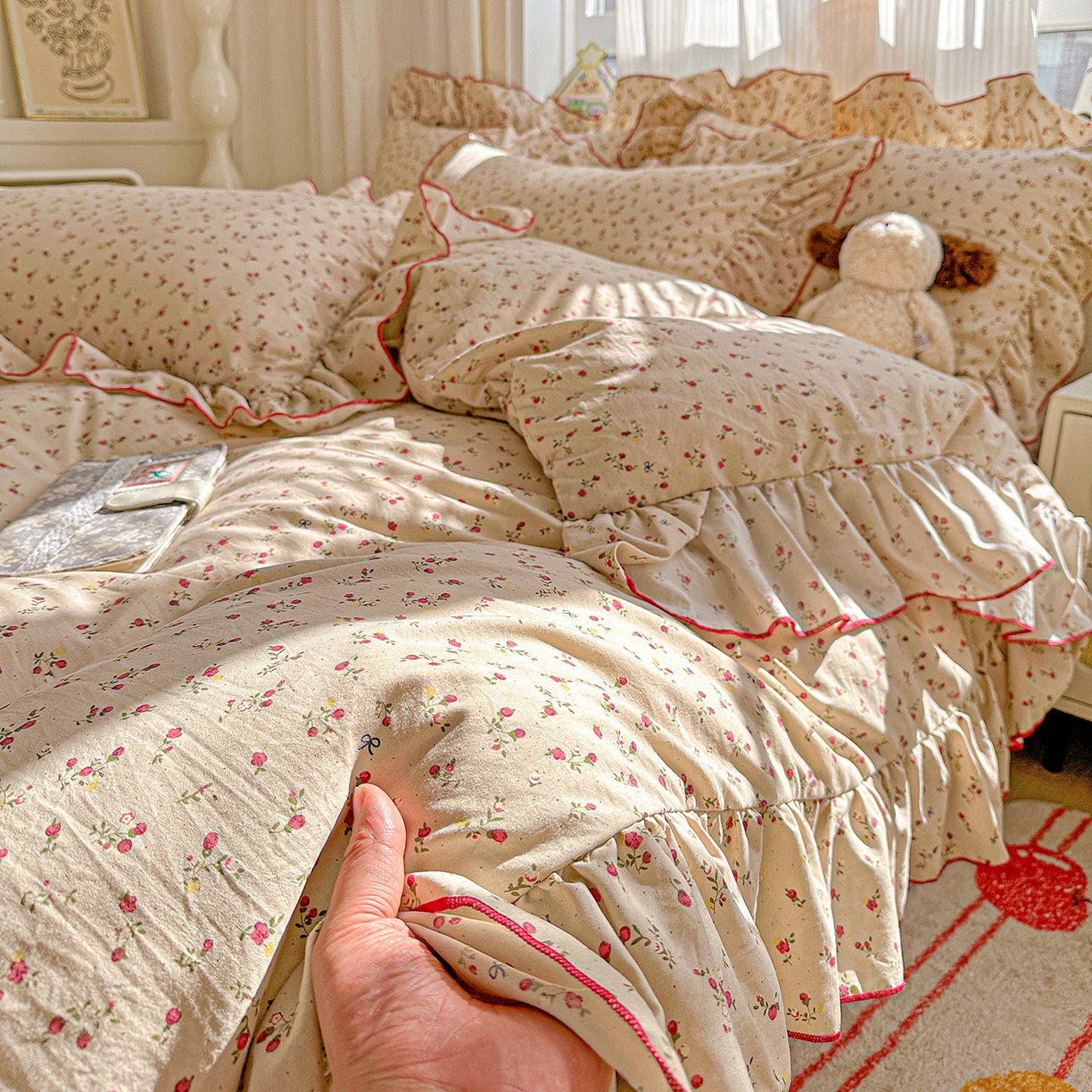 91家纺网 家纺一手货源 找家纺 （总）家维家纺 2026新款(常年不断货）韩式花边复古棉感被子被芯  提供买家秀