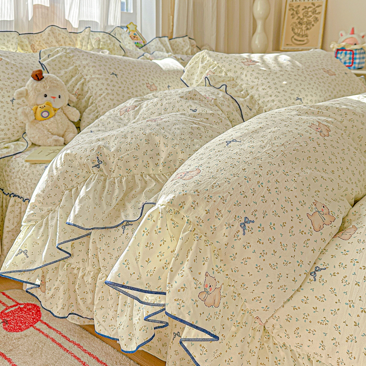 91家纺网 家纺一手货源 找家纺 （总）家维家纺 2026新款(常年不断货）韩式花边复古棉感被子被芯  提供买家秀