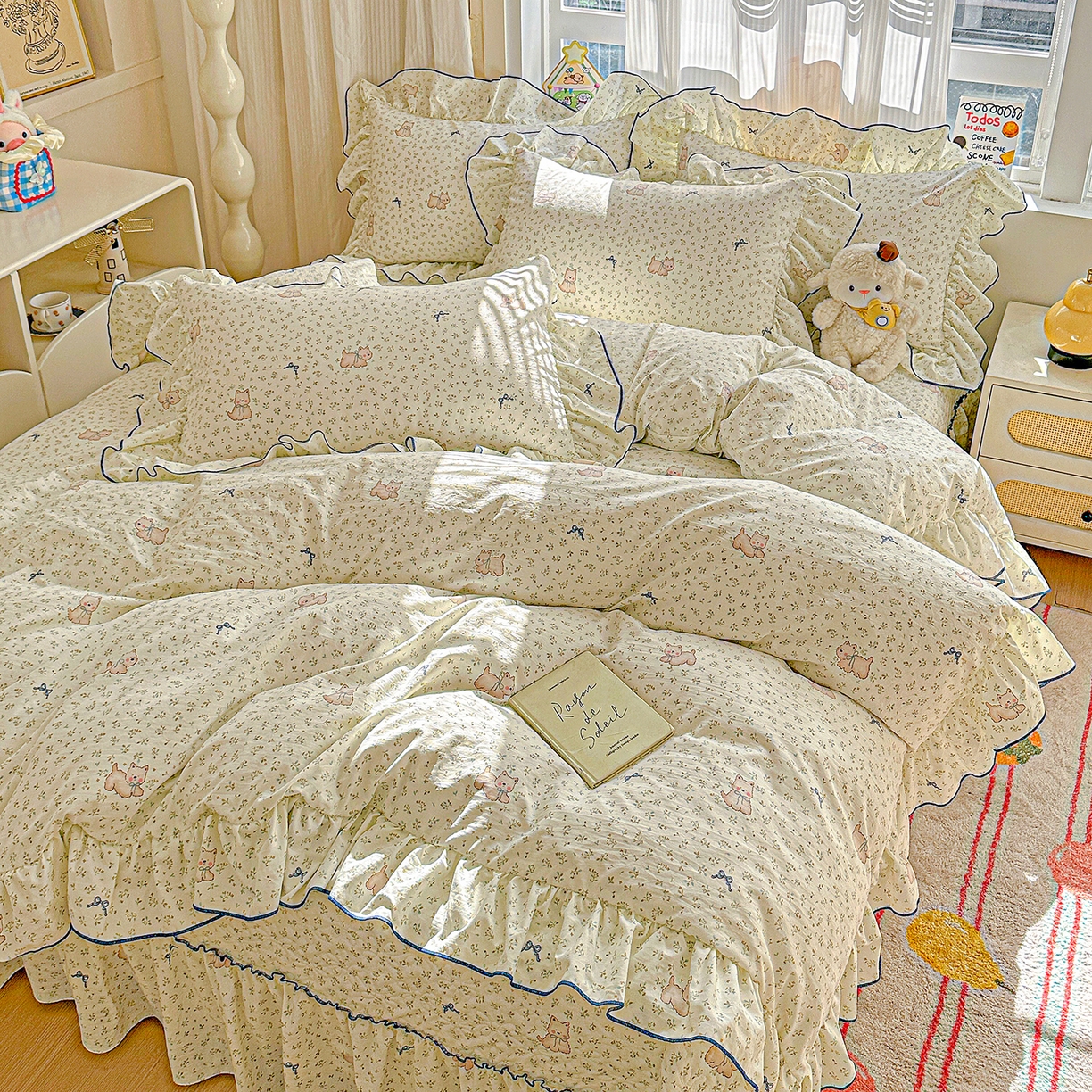 91家纺网 家纺一手货源 找家纺 （总）家维家纺 2026新款(常年不断货）韩式花边复古棉感被子被芯  提供买家秀