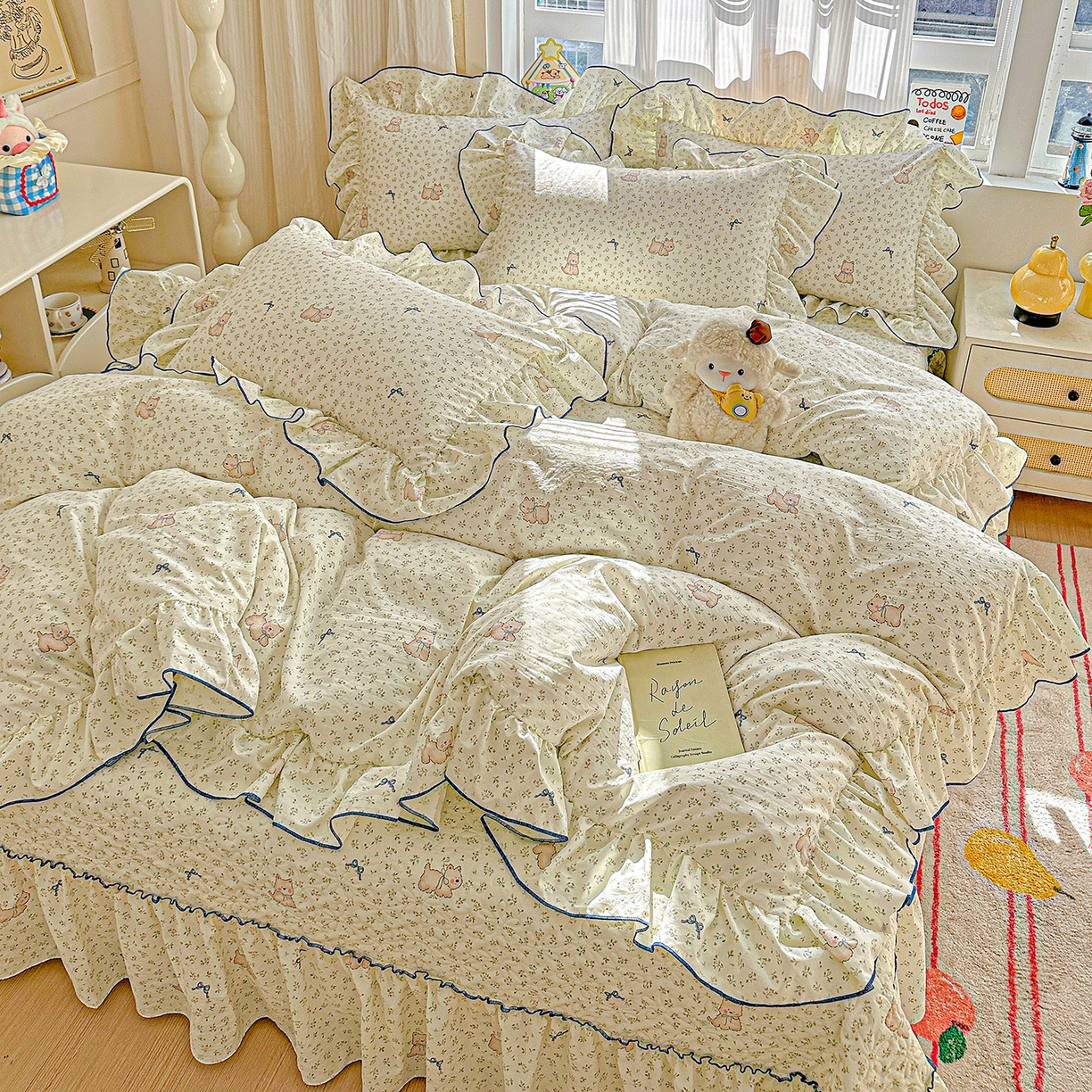 91家纺网 家纺一手货源 找家纺 （总）家维家纺 2026新款(常年不断货）韩式花边复古棉感被子被芯  提供买家秀