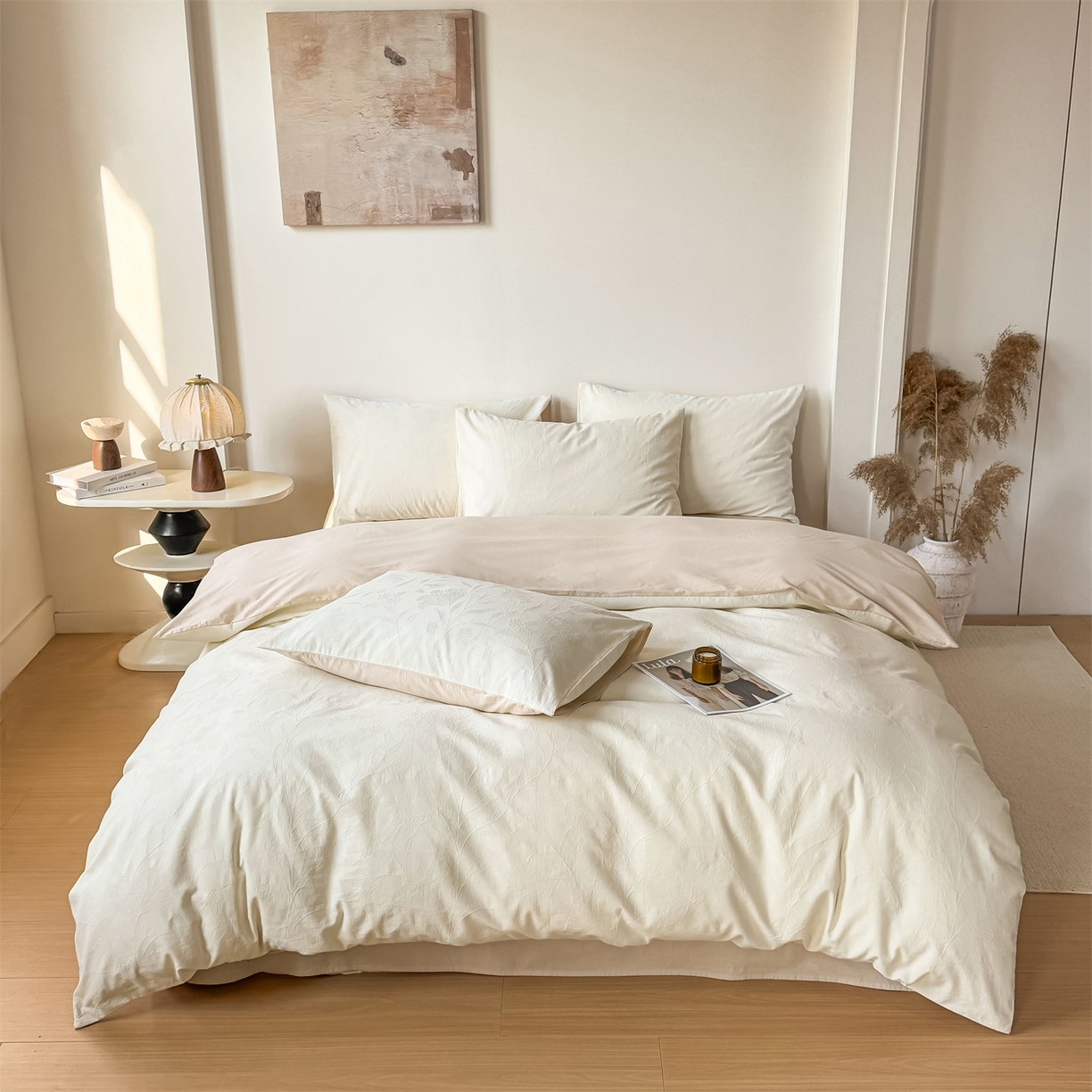 91家纺网 家纺一手货源 找家纺 （总）灰鲸 2026新款全棉纯棉厚织三层水洗色织提花四件套