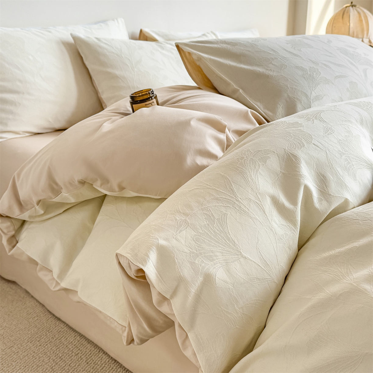 91家纺网 家纺一手货源 找家纺 （总）灰鲸 2026新款全棉纯棉厚织三层水洗色织提花四件套