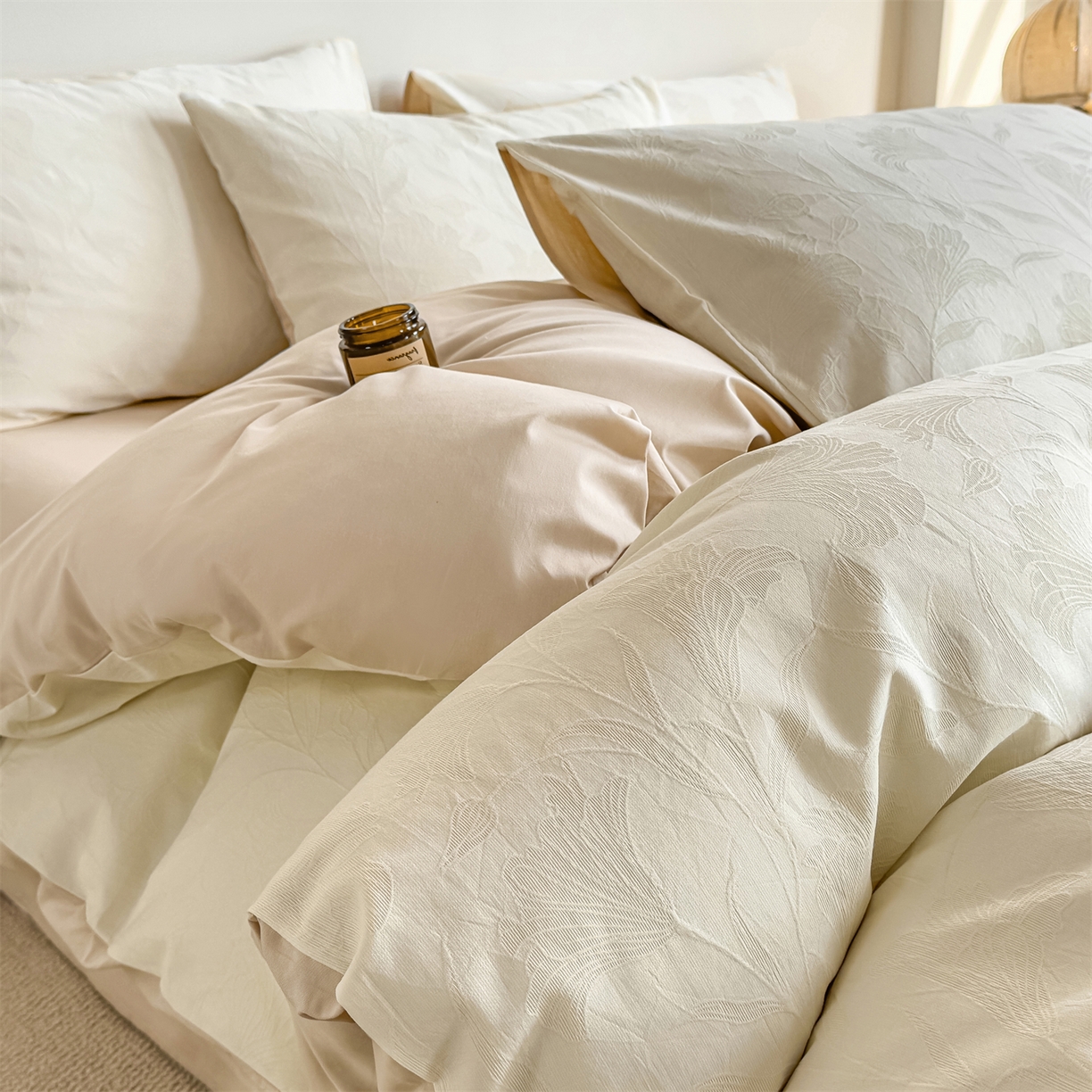 91家纺网 家纺一手货源 找家纺 （总）灰鲸 2026新款全棉纯棉厚织三层水洗色织提花四件套