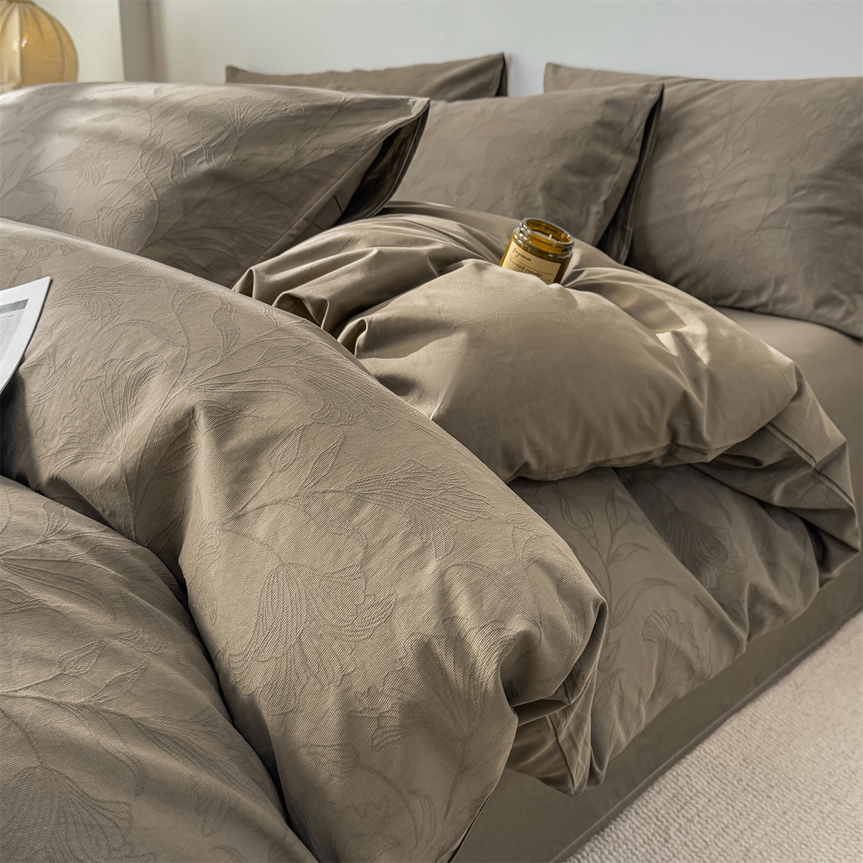 91家纺网 家纺一手货源 找家纺 （总）灰鲸 2026新款全棉纯棉厚织三层水洗色织提花四件套