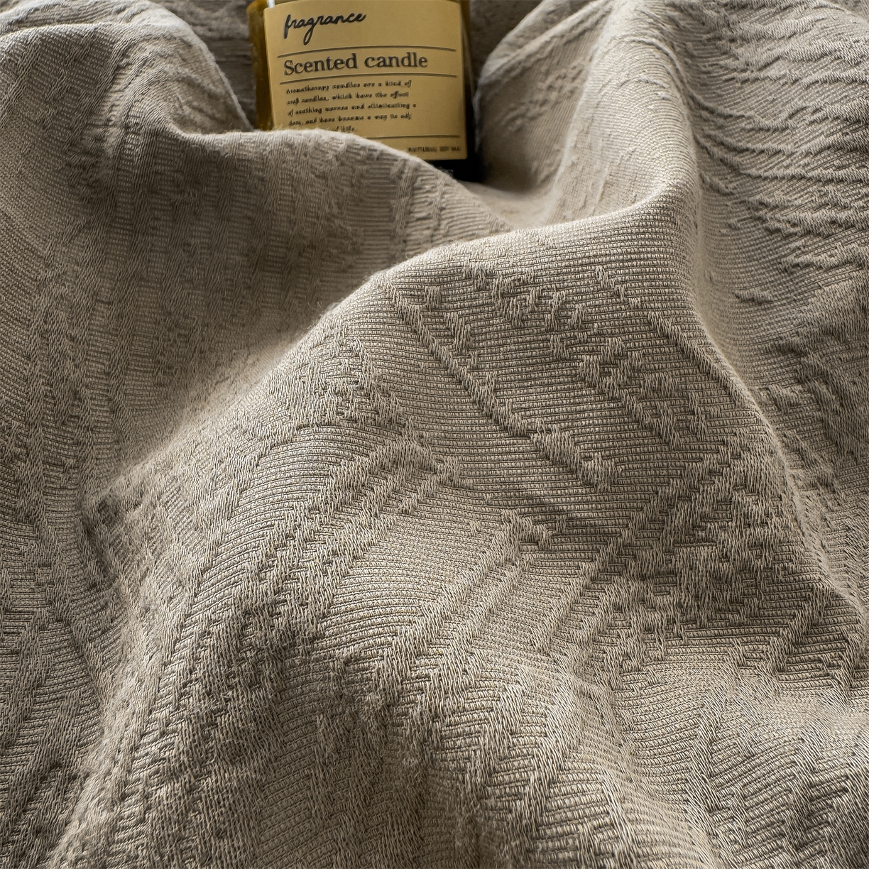 91家纺网 家纺一手货源 找家纺 灰鲸 2026新款全棉纯棉厚织三层水洗色织提花四件套 柔丝漫语-摩卡