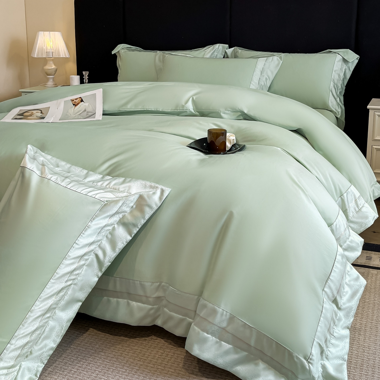 91家纺网 家纺一手货源 找家纺 （总）博纳家纺 2026新款亲肤棉高精密色织提花四件套-海棠（控价劵后198 严格按控价来）