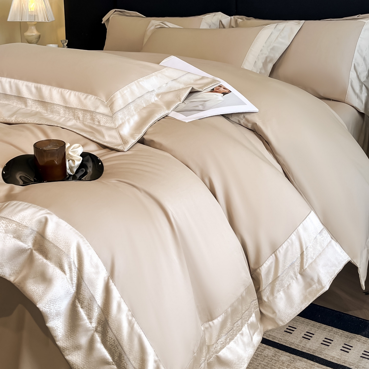 91家纺网 家纺一手货源 找家纺 （总）博纳家纺 2026新款亲肤棉高精密色织提花四件套-海棠（控价劵后198 严格按控价来）