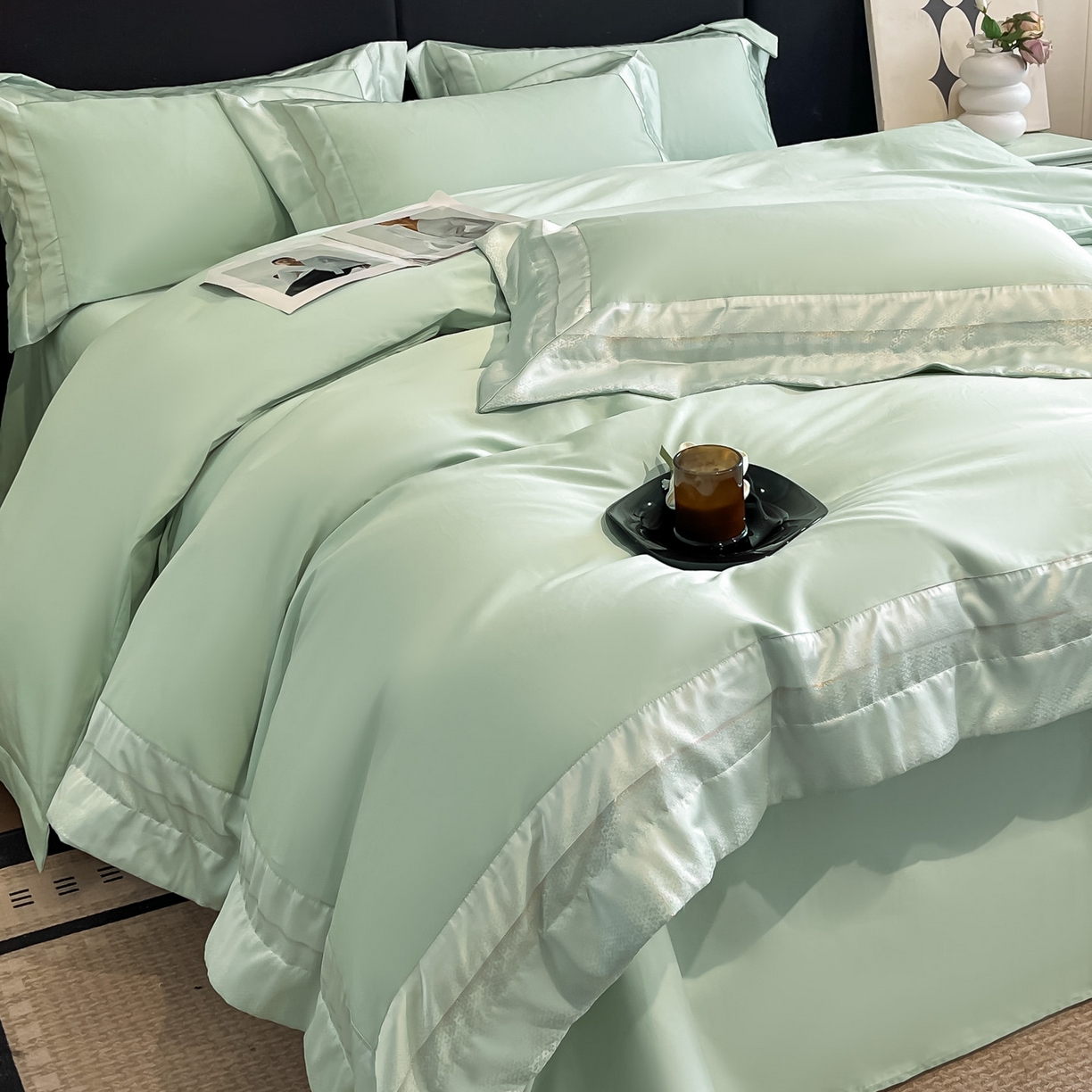 91家纺网 家纺一手货源 找家纺 （总）博纳家纺 2026新款亲肤棉高精密色织提花四件套-海棠（控价劵后198 严格按控价来）