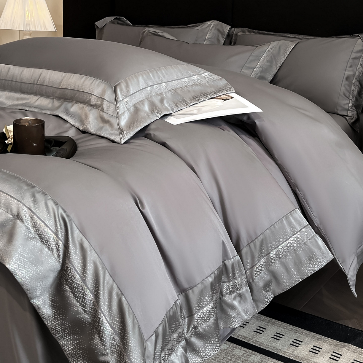 91家纺网 家纺一手货源 找家纺 （总）博纳家纺 2026新款亲肤棉高精密色织提花四件套-海棠（控价劵后198 严格按控价来）